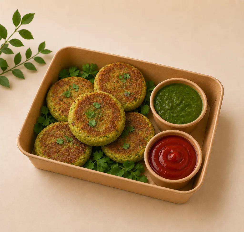 Veg energy tikkis with green and red chutney