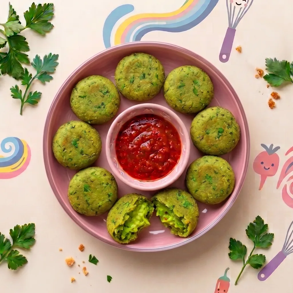 Green veg tikkis with tomato chutney