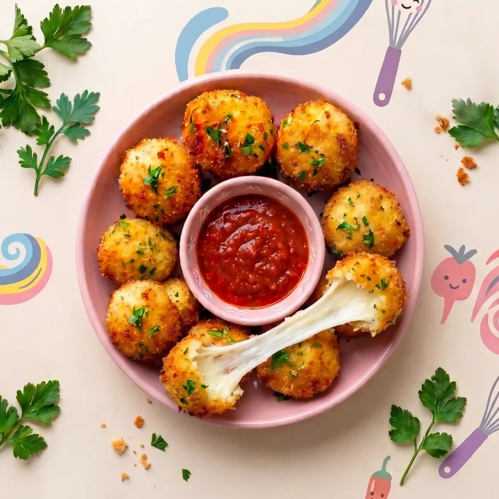 Cheese corn balls with tomato dip