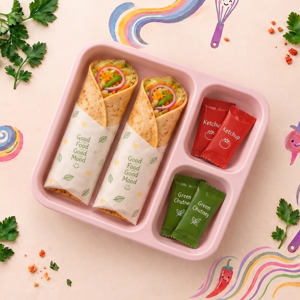 Veg wraps with ketchup and green chutney
